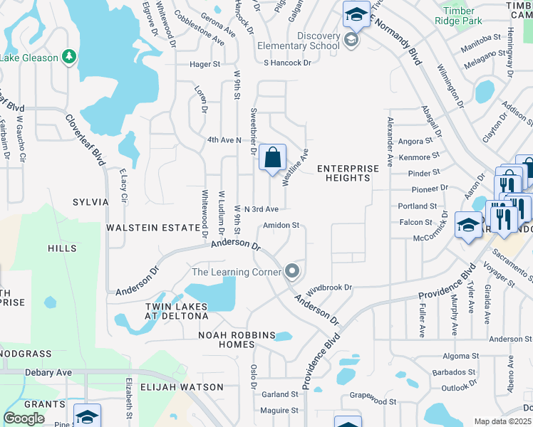 map of restaurants, bars, coffee shops, grocery stores, and more near 826 Amidon Street in Deltona