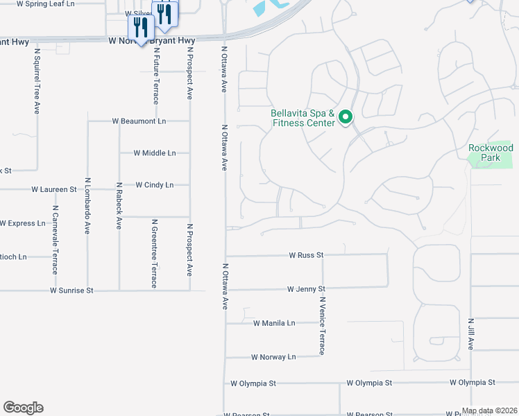 map of restaurants, bars, coffee shops, grocery stores, and more near 1427 North Ridge Meadow Path in Hernando