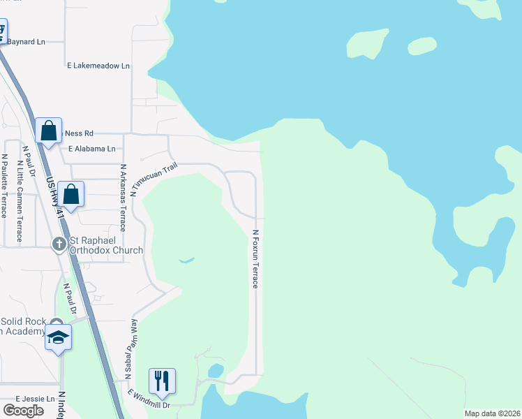 map of restaurants, bars, coffee shops, grocery stores, and more near 1469 North Foxrun Terrace in Inverness
