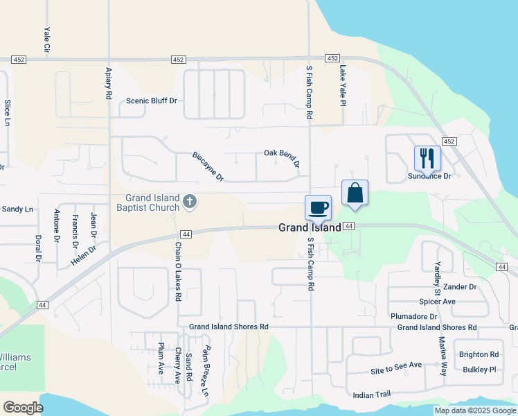 map of restaurants, bars, coffee shops, grocery stores, and more near 13525 Biscayne Grove Lane in Grand Island
