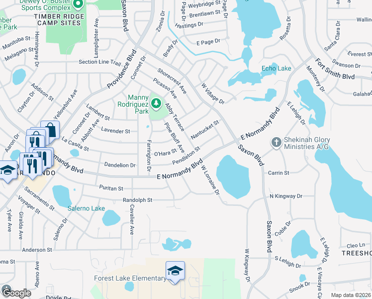 map of restaurants, bars, coffee shops, grocery stores, and more near 771 Pine Bluff Avenue in Deltona