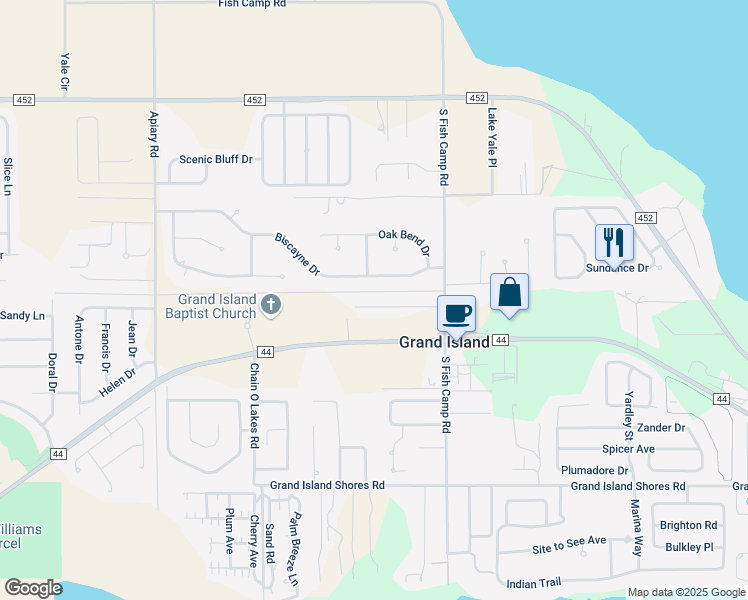 map of restaurants, bars, coffee shops, grocery stores, and more near 13525 Biscayne Grove Lane in Grand Island