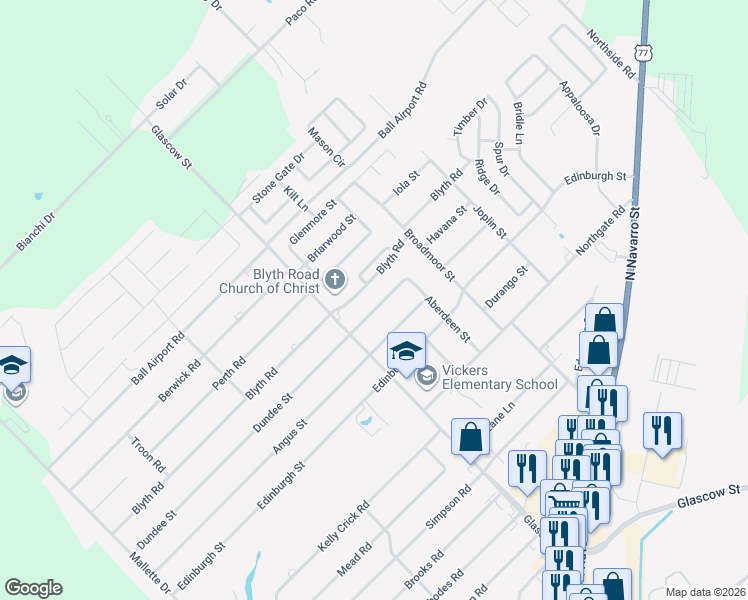map of restaurants, bars, coffee shops, grocery stores, and more near 708 Dundee Street in Victoria