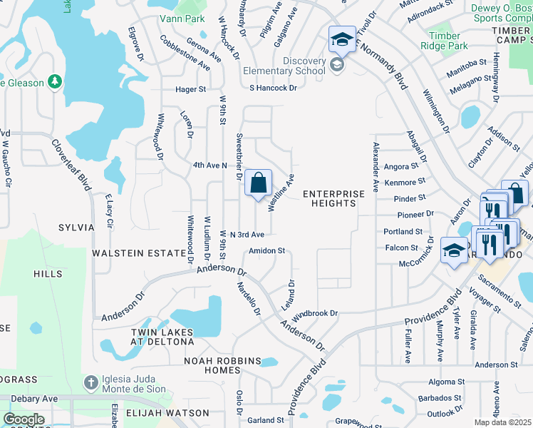 map of restaurants, bars, coffee shops, grocery stores, and more near 785 Coleman Avenue in Deltona