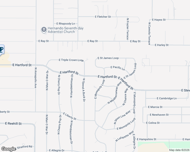 map of restaurants, bars, coffee shops, grocery stores, and more near 1455 East Hartford Street in Inverness