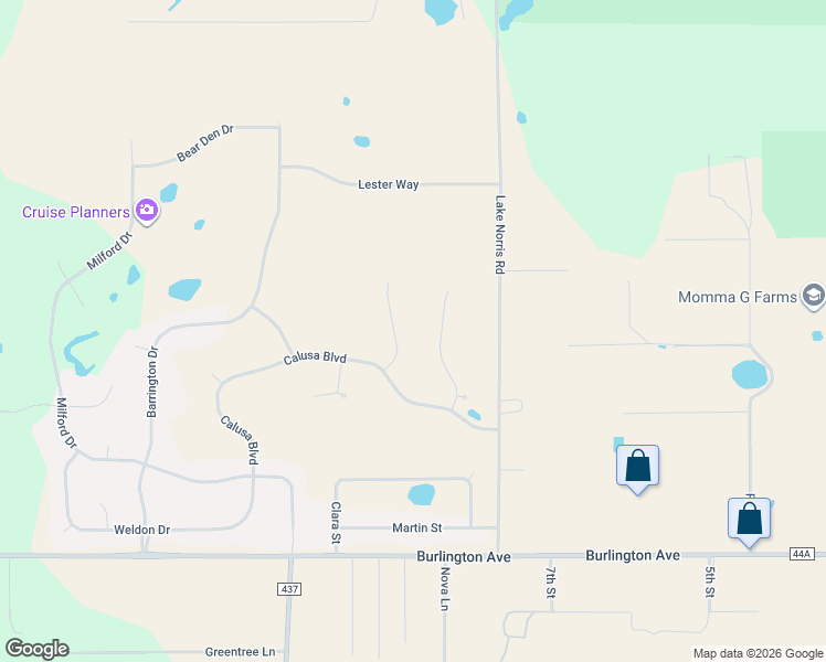 map of restaurants, bars, coffee shops, grocery stores, and more near 36535 Lake Norris Road in Eustis