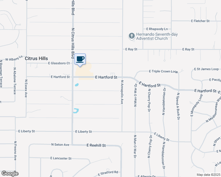map of restaurants, bars, coffee shops, grocery stores, and more near 744 East Ireland Court in Hernando