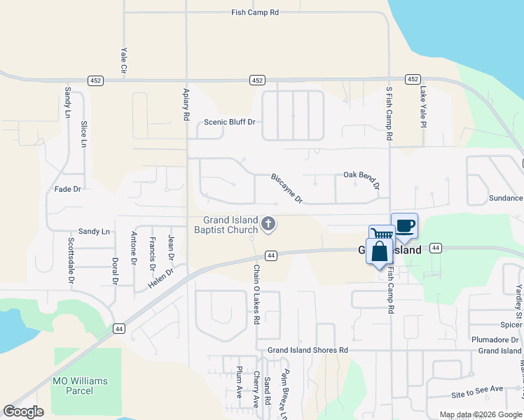 map of restaurants, bars, coffee shops, grocery stores, and more near 13229 County Road 44 in Grand Island
