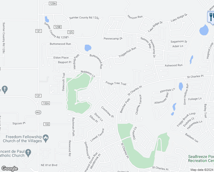 map of restaurants, bars, coffee shops, grocery stores, and more near 1990 Rolling Oak Avenue in The Villages