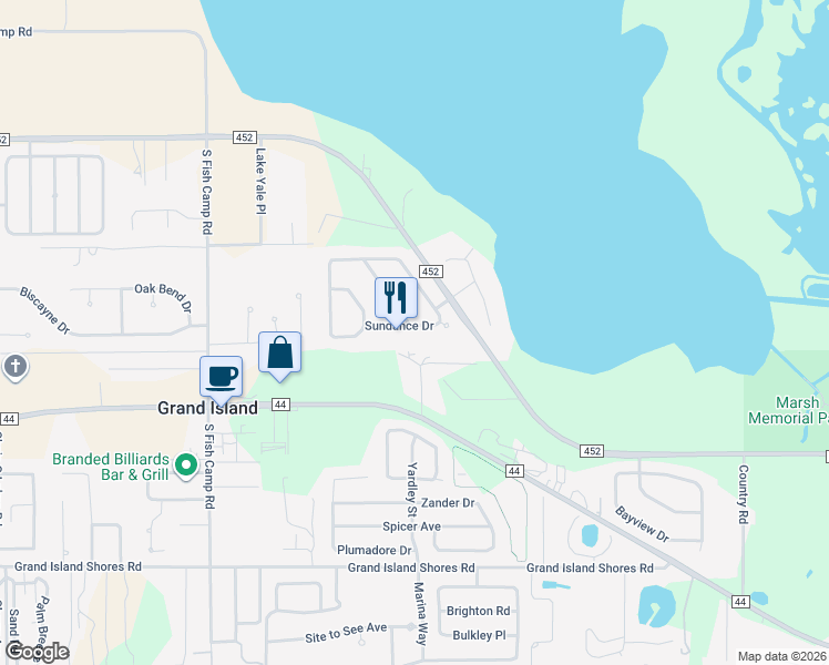 map of restaurants, bars, coffee shops, grocery stores, and more near 36539 Sundance Drive in Grand Island