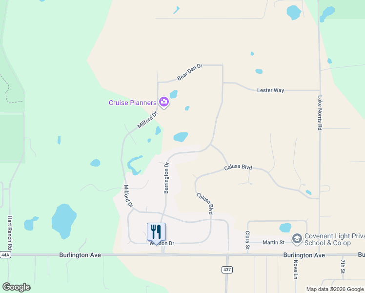 map of restaurants, bars, coffee shops, grocery stores, and more near 36725 Barrington Drive in Eustis