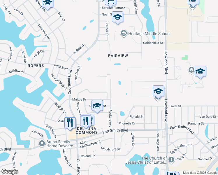 map of restaurants, bars, coffee shops, grocery stores, and more near 813 Alcan Avenue in Deltona