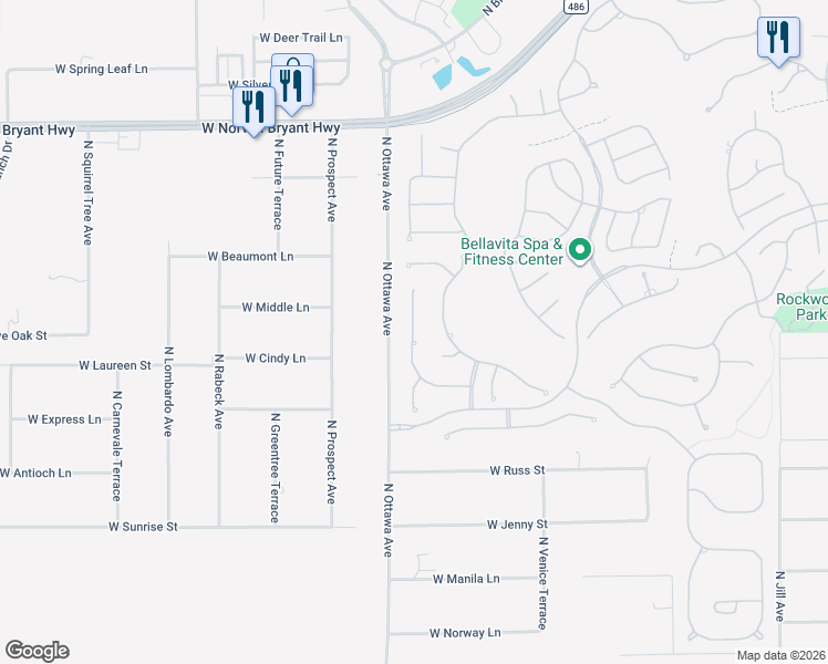 map of restaurants, bars, coffee shops, grocery stores, and more near 1530 North Ridge Meadow Path in Hernando
