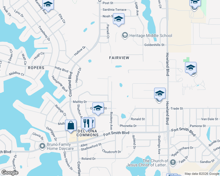 map of restaurants, bars, coffee shops, grocery stores, and more near 813 Alcan Avenue in Deltona