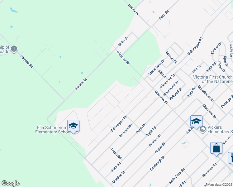 map of restaurants, bars, coffee shops, grocery stores, and more near 402 Brushy Creek in Victoria