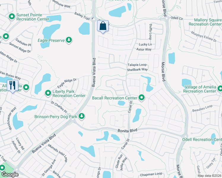 map of restaurants, bars, coffee shops, grocery stores, and more near 1184 Pendleton Circle in The Villages