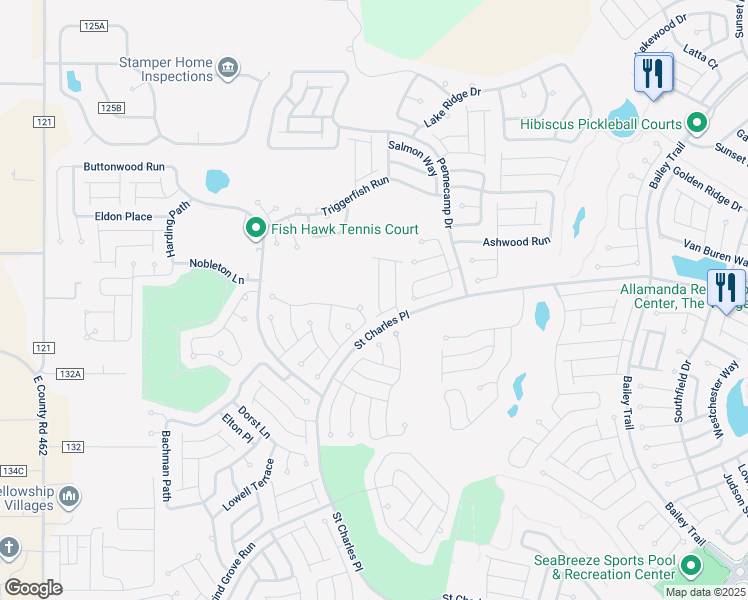 map of restaurants, bars, coffee shops, grocery stores, and more near 1968 Ladyfish Avenue in The Villages