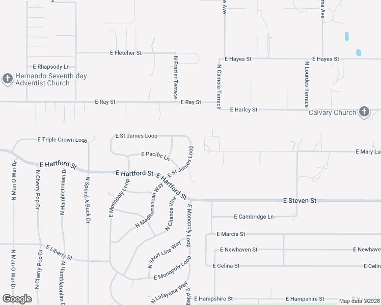 map of restaurants, bars, coffee shops, grocery stores, and more near 1855 East Saint James Loop in Inverness