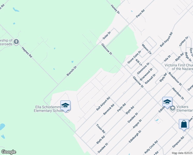 map of restaurants, bars, coffee shops, grocery stores, and more near 402 Brushy Creek in Victoria