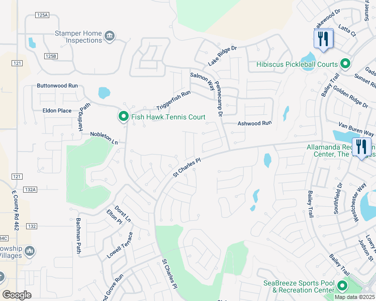 map of restaurants, bars, coffee shops, grocery stores, and more near 1968 Ladyfish Avenue in The Villages