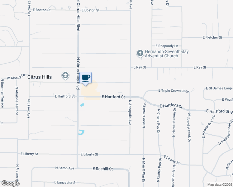 map of restaurants, bars, coffee shops, grocery stores, and more near 741 East Hartford Street in Hernando