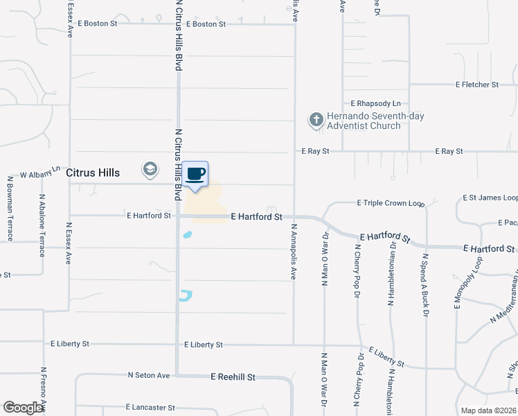 map of restaurants, bars, coffee shops, grocery stores, and more near 760 East Gilchrist Court in Hernando