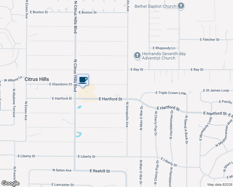 map of restaurants, bars, coffee shops, grocery stores, and more near 760 East Gilchrist Court in Hernando