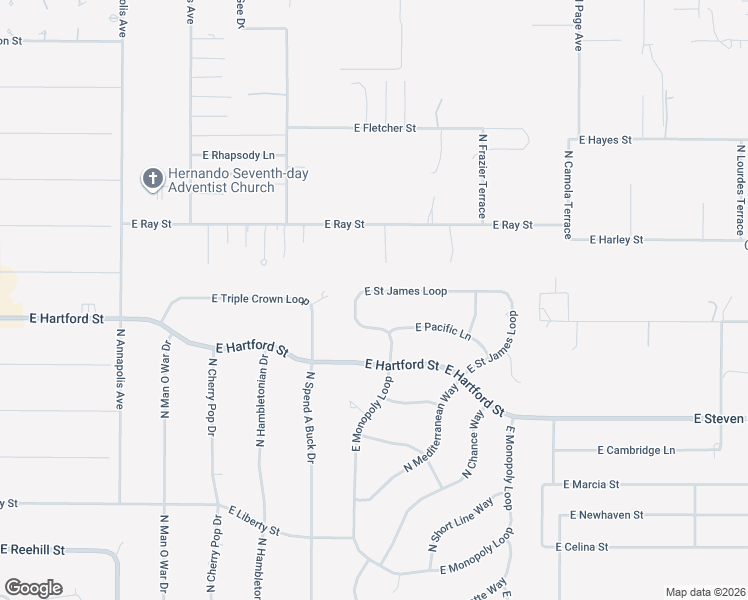 map of restaurants, bars, coffee shops, grocery stores, and more near 1477 East Saint James Loop in Inverness