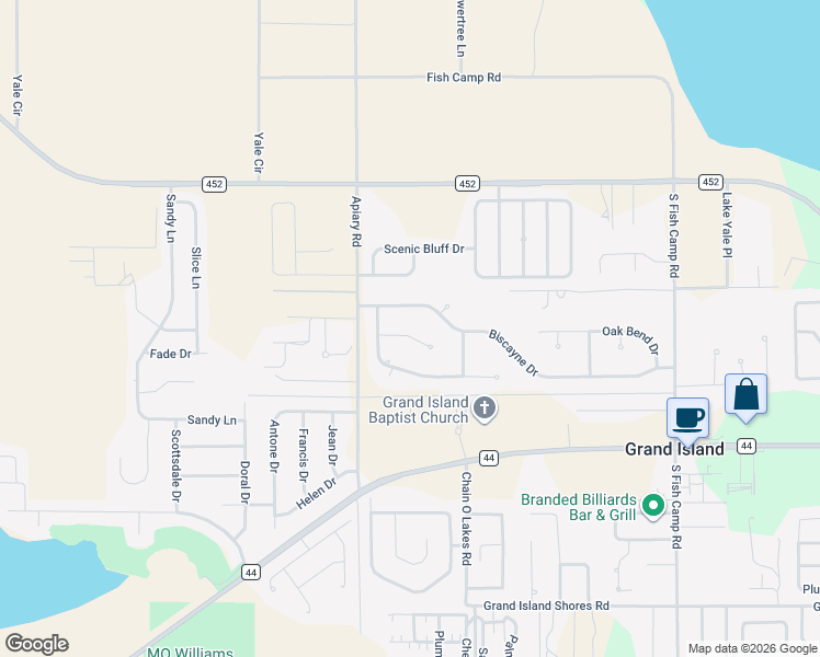 map of restaurants, bars, coffee shops, grocery stores, and more near 13119 Glenview Lane in Grand Island