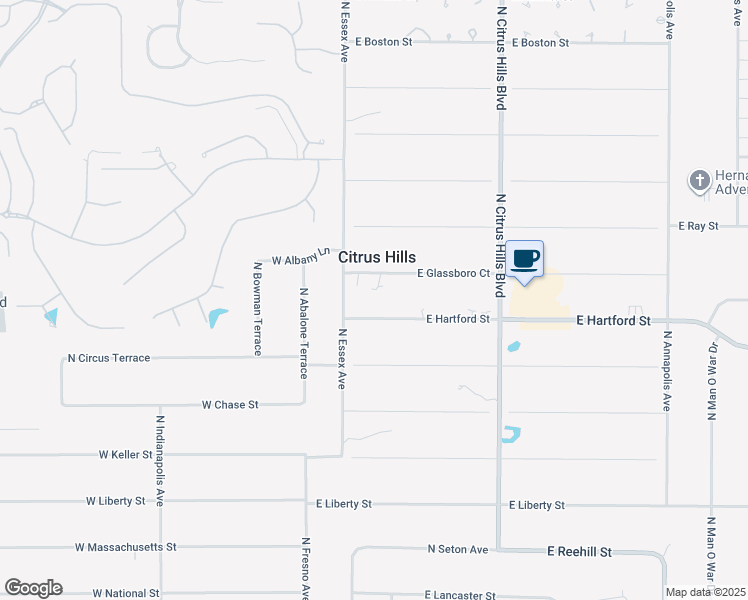 map of restaurants, bars, coffee shops, grocery stores, and more near 115 East Hartford Street in Hernando