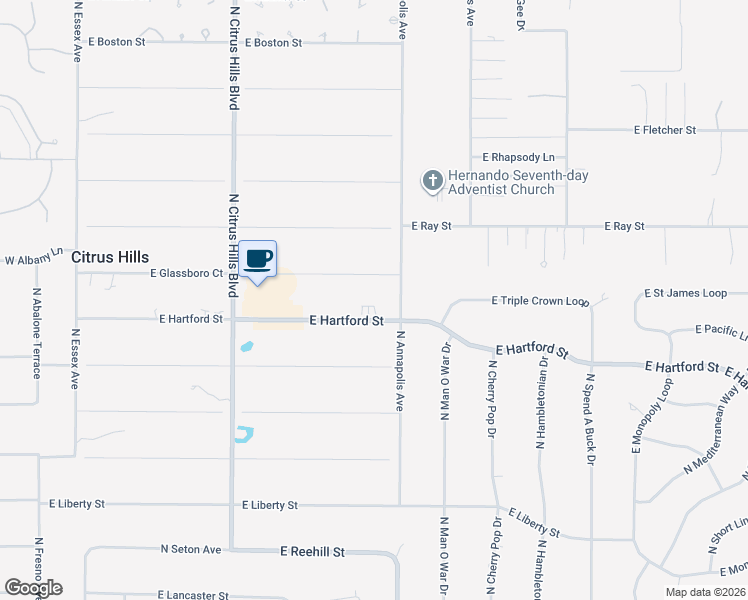 map of restaurants, bars, coffee shops, grocery stores, and more near 760 East Gilchrist Court in Hernando
