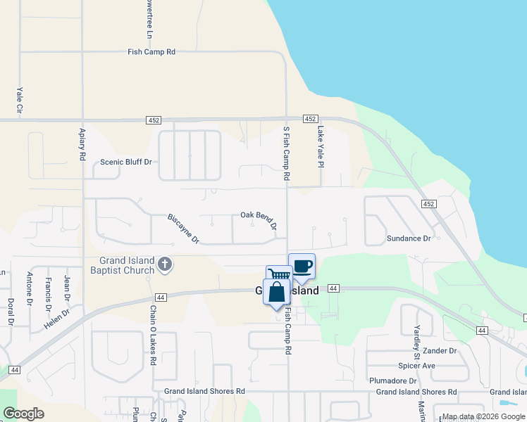 map of restaurants, bars, coffee shops, grocery stores, and more near 13521 Oak Bend Drive in Grand Island