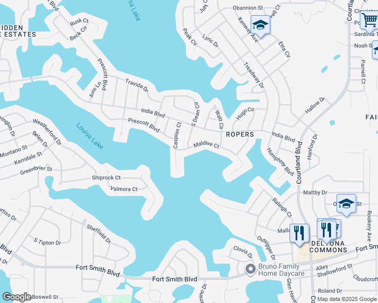 map of restaurants, bars, coffee shops, grocery stores, and more near 2781 Maldive Court in Deltona