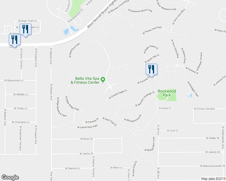 map of restaurants, bars, coffee shops, grocery stores, and more near 1601 North Tee Time Terrace in Hernando