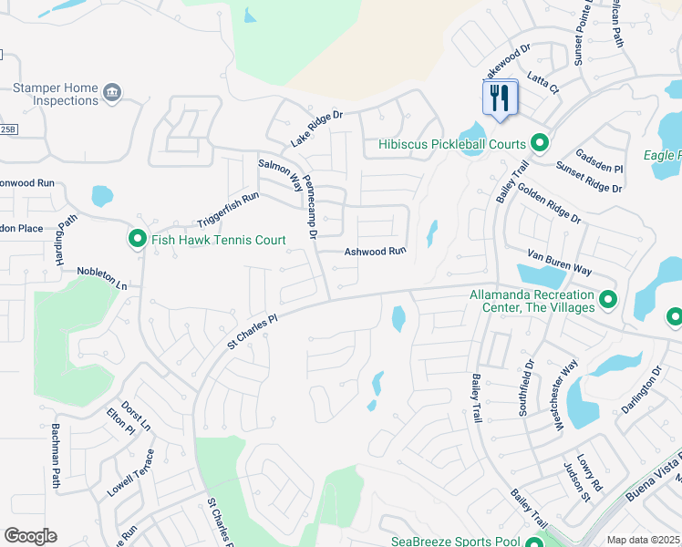 map of restaurants, bars, coffee shops, grocery stores, and more near 1971 Ethanwood Avenue in The Villages