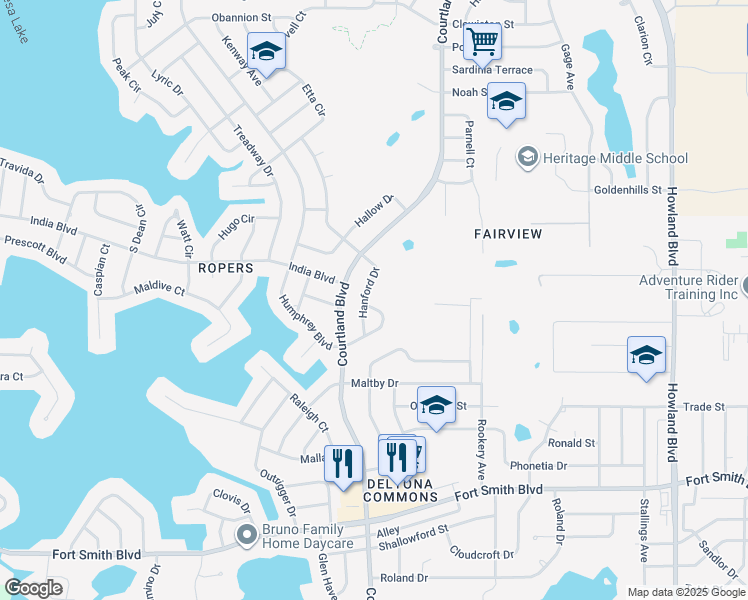map of restaurants, bars, coffee shops, grocery stores, and more near 774 Humphrey Circle in Deltona