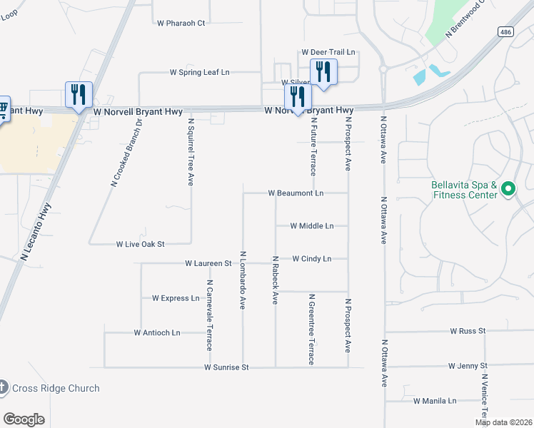 map of restaurants, bars, coffee shops, grocery stores, and more near 1624 North Rabeck Avenue in Lecanto