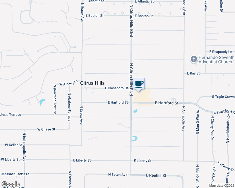 map of restaurants, bars, coffee shops, grocery stores, and more near 340 East Glassboro Court in Hernando