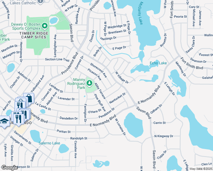 map of restaurants, bars, coffee shops, grocery stores, and more near 883 Picasso Avenue in Deltona