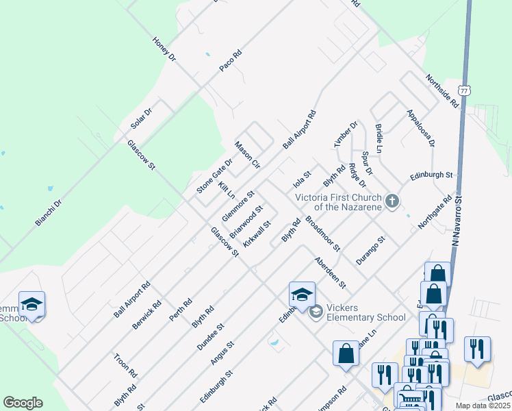 map of restaurants, bars, coffee shops, grocery stores, and more near 819 Briarwood Street in Victoria