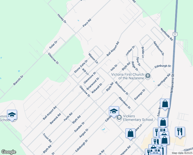 map of restaurants, bars, coffee shops, grocery stores, and more near 819 Briarwood Street in Victoria