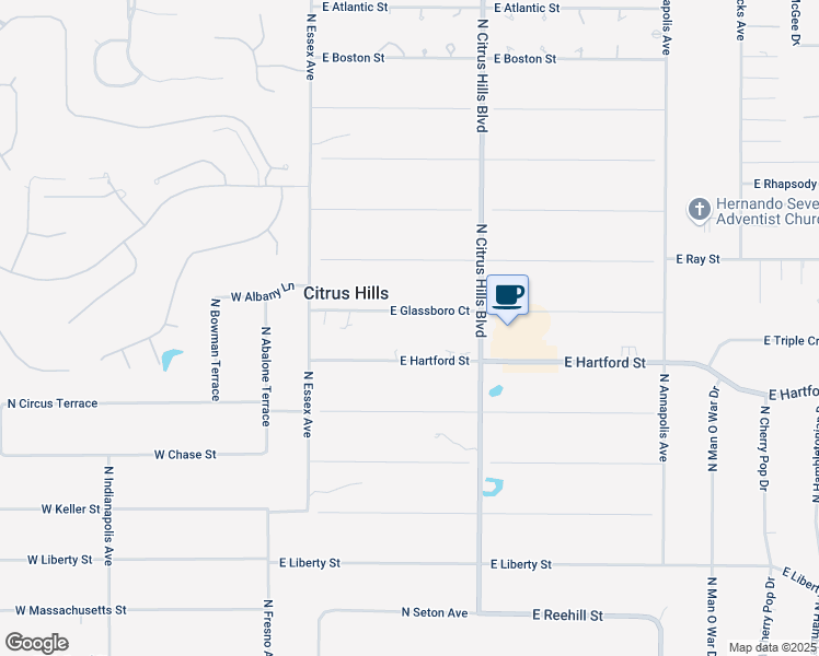 map of restaurants, bars, coffee shops, grocery stores, and more near 340 East Glassboro Court in Hernando