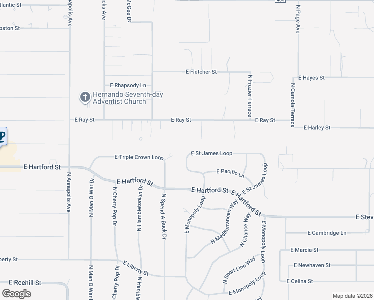 map of restaurants, bars, coffee shops, grocery stores, and more near 1477 East Saint James Loop in Inverness
