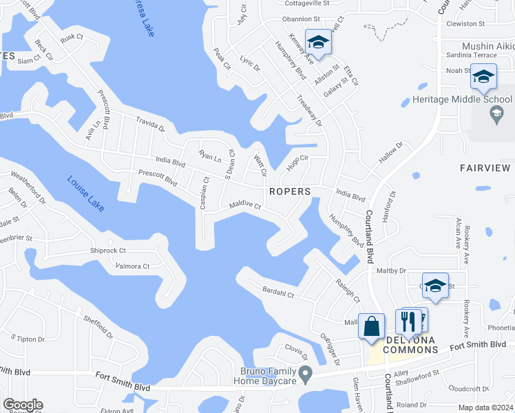 map of restaurants, bars, coffee shops, grocery stores, and more near 2846 Maldive Court in Deltona