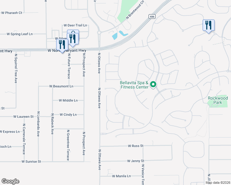 map of restaurants, bars, coffee shops, grocery stores, and more near 1638 North Eagle Ridge Path in Hernando