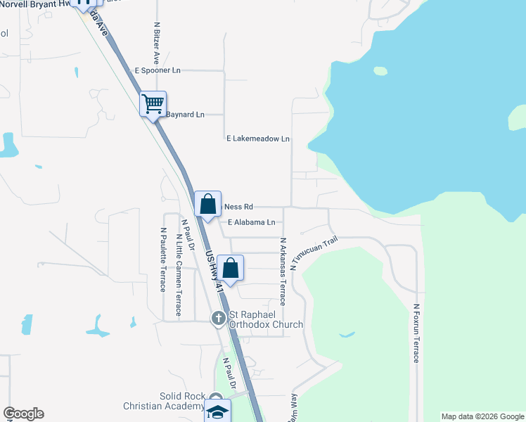 map of restaurants, bars, coffee shops, grocery stores, and more near 4339 E Alabama Ln in Hernando