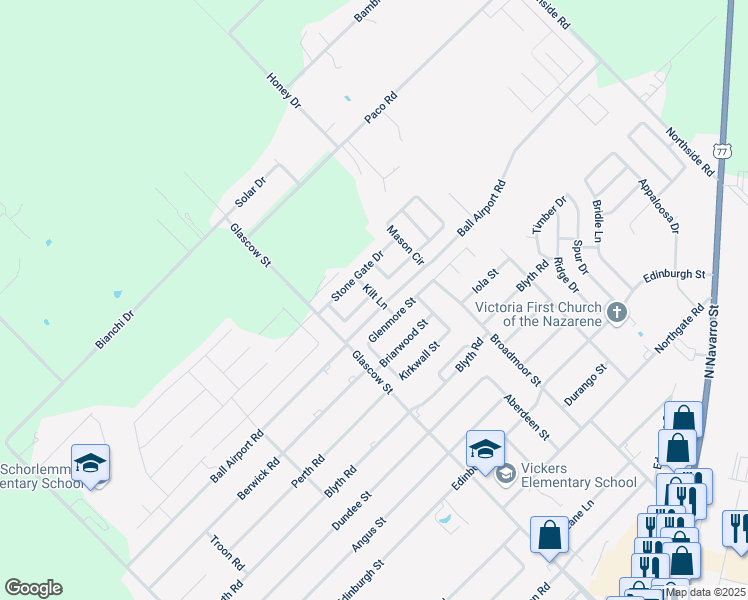 map of restaurants, bars, coffee shops, grocery stores, and more near 109 Windwood Lane in Victoria