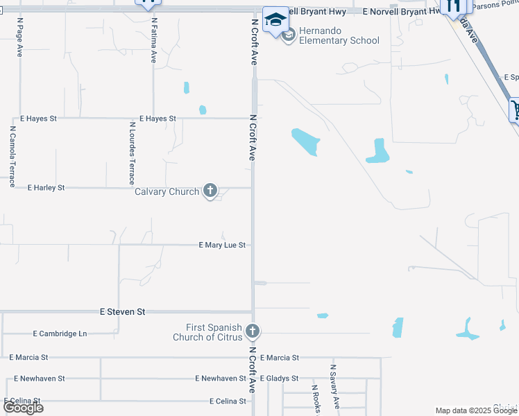map of restaurants, bars, coffee shops, grocery stores, and more near 1755 North Croft Avenue in Inverness