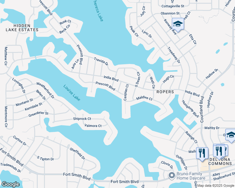 map of restaurants, bars, coffee shops, grocery stores, and more near 906 Prescott Boulevard in Deltona