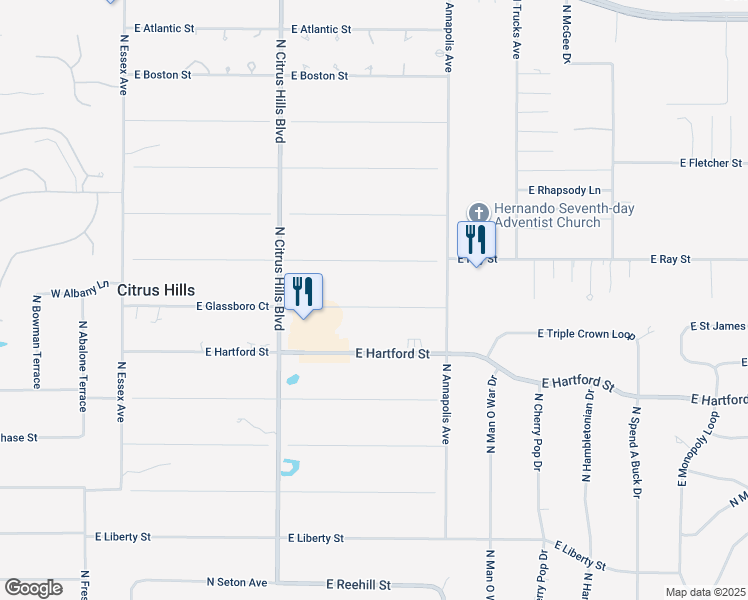 map of restaurants, bars, coffee shops, grocery stores, and more near 655 E Gilchrist Ct in Hernando